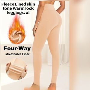 NWB FLEECE LINED BREATHABLE LEGGINGS. SKIN TONE. XL